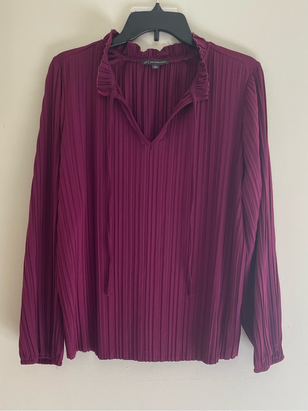 Pleated Ruffle-Neck Blouse